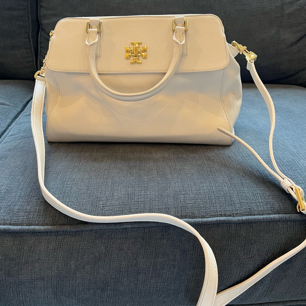 White, leather Tory Burch handbag/shoulder bag